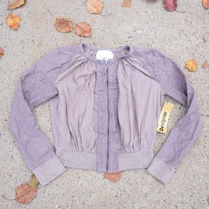 Hei Hei Anthropologie Bomber Jacket Gray XS Cotton Linen Blend Lightweight